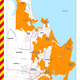 Flood maps showing regions at risk of 2 meter (8 feet) storm surges. (Image: Mackay Regional Council)